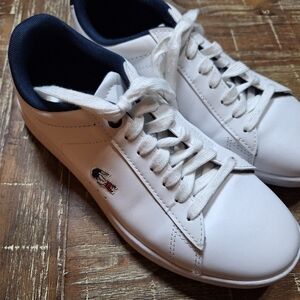 Lacoste Carnaby Evo Shoes Size 6 White Leather Low Top Women's Athletic Sneakers